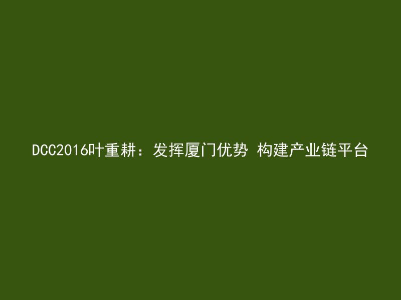 DCC2016叶重耕：发挥厦门优势 构建产业链平台