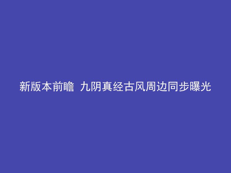 新版本前瞻 九阴真经古风周边同步曝光