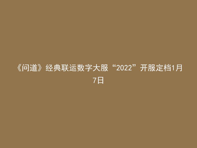 《问道》经典联运数字大服“2022”开服定档1月7日