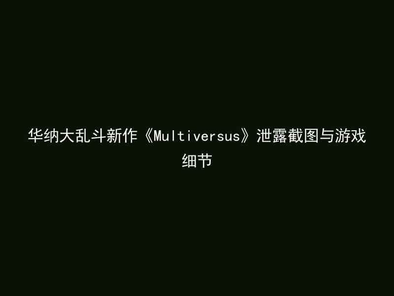 华纳大乱斗新作《Multiversus》泄露截图与游戏细节