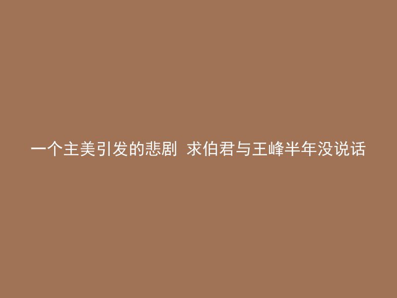 一个主美引发的悲剧 求伯君与王峰半年没说话