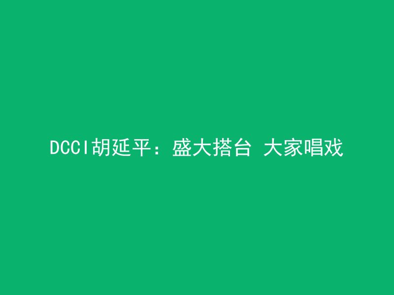 DCCI胡延平：盛大搭台 大家唱戏