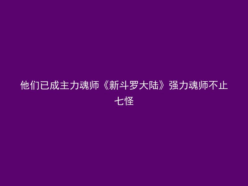 他们已成主力魂师《新斗罗大陆》强力魂师不止七怪