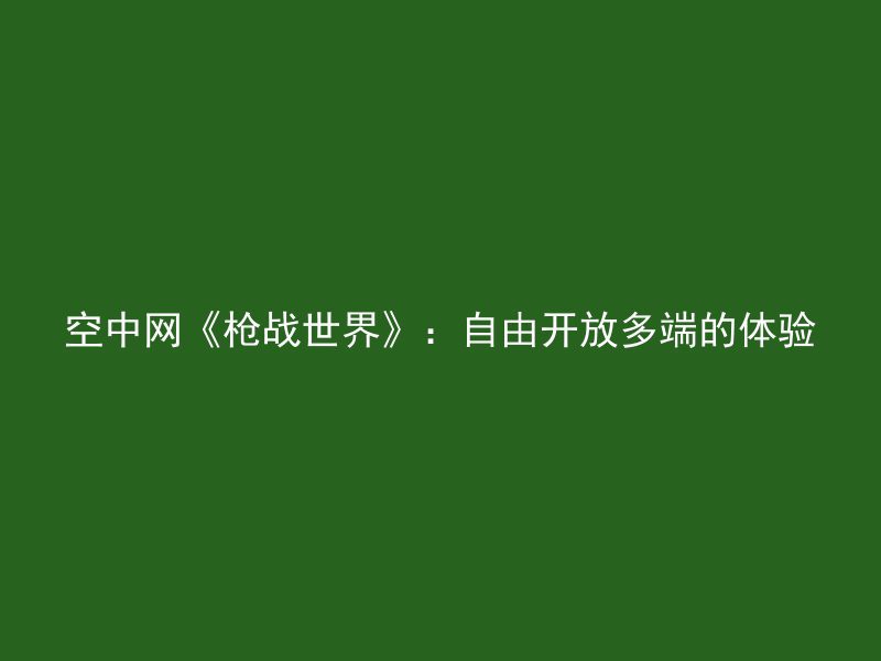 空中网《枪战世界》：自由开放多端的体验