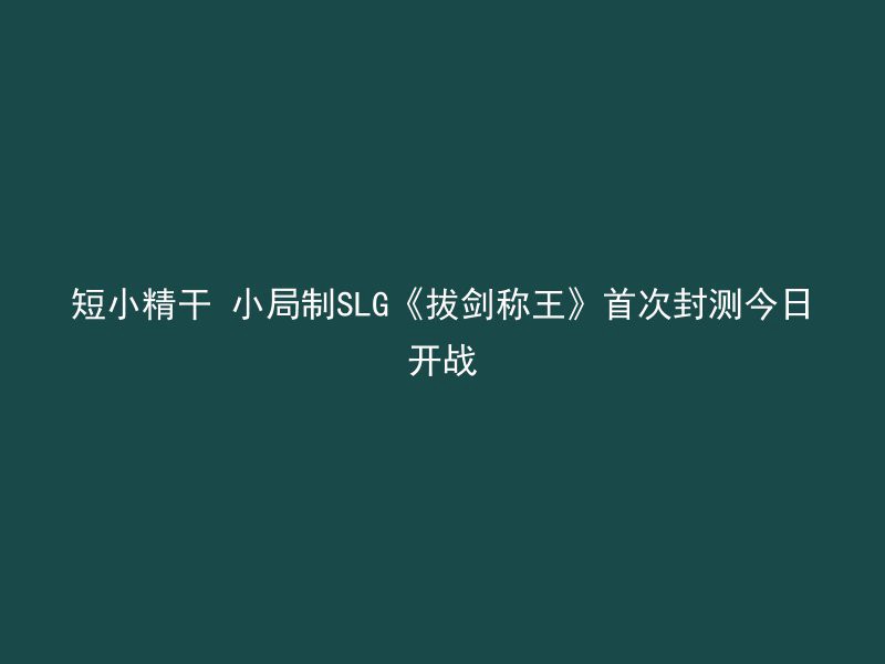 短小精干 小局制SLG《拔剑称王》首次封测今日开战