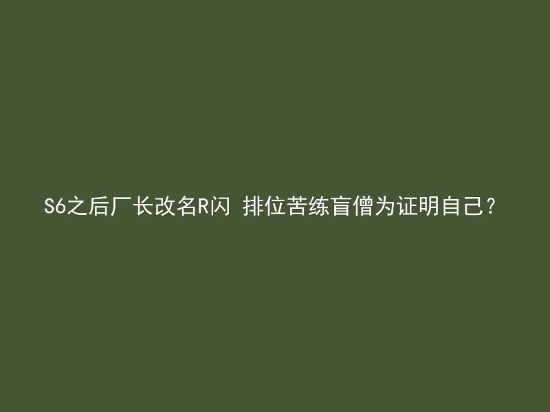 S6之后厂长改名R闪 排位苦练盲僧为证明自己？