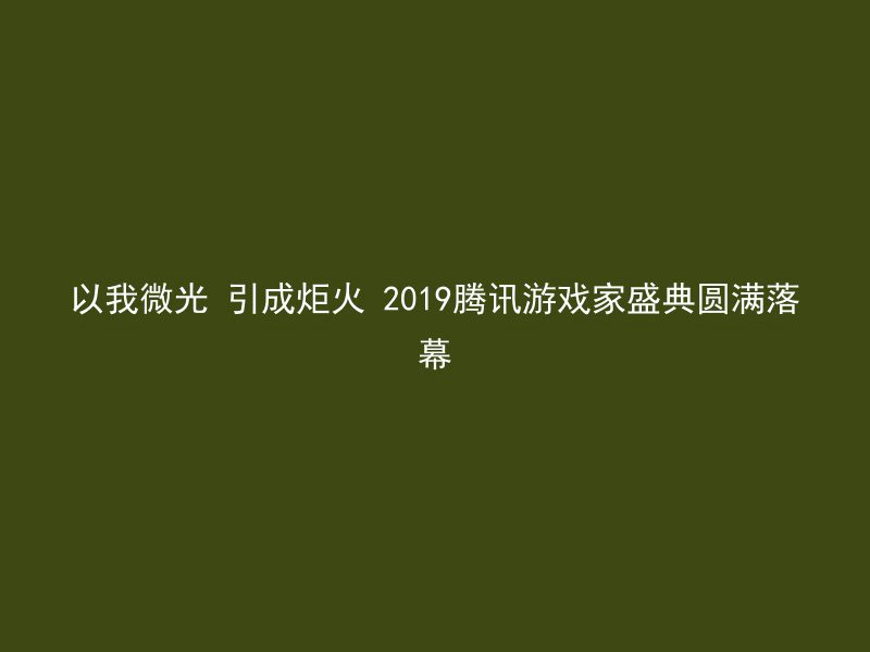 以我微光 引成炬火 2019腾讯游戏家盛典圆满落幕