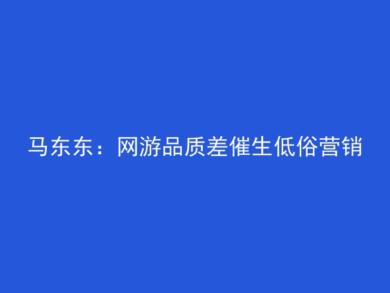 马东东：网游品质差催生低俗营销