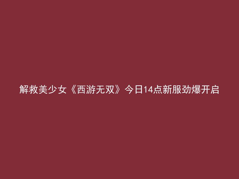 解救美少女《西游无双》今日14点新服劲爆开启