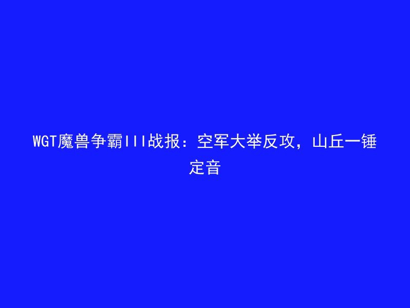 WGT魔兽争霸III战报：空军大举反攻，山丘一锤定音