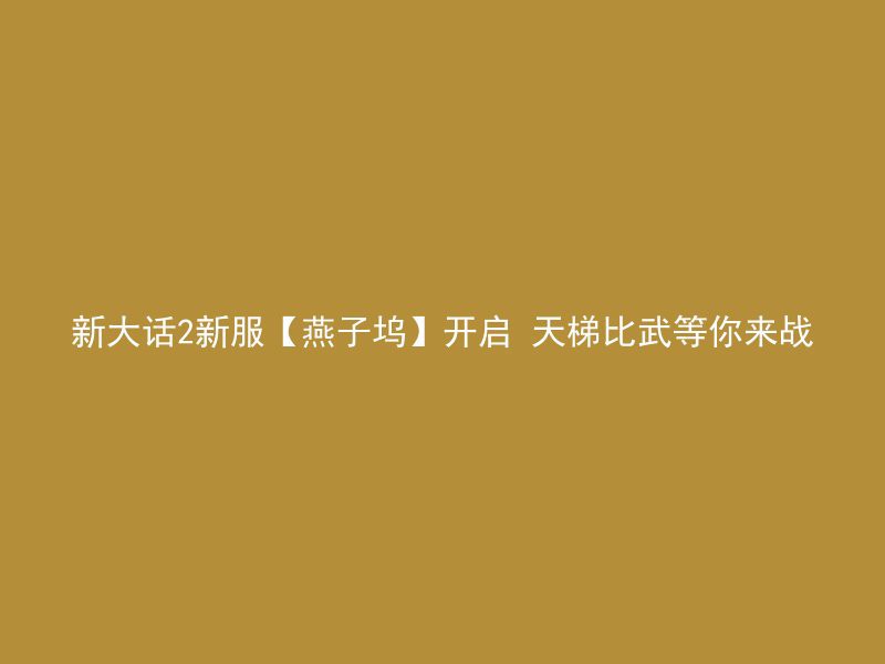 新大话2新服【燕子坞】开启 天梯比武等你来战