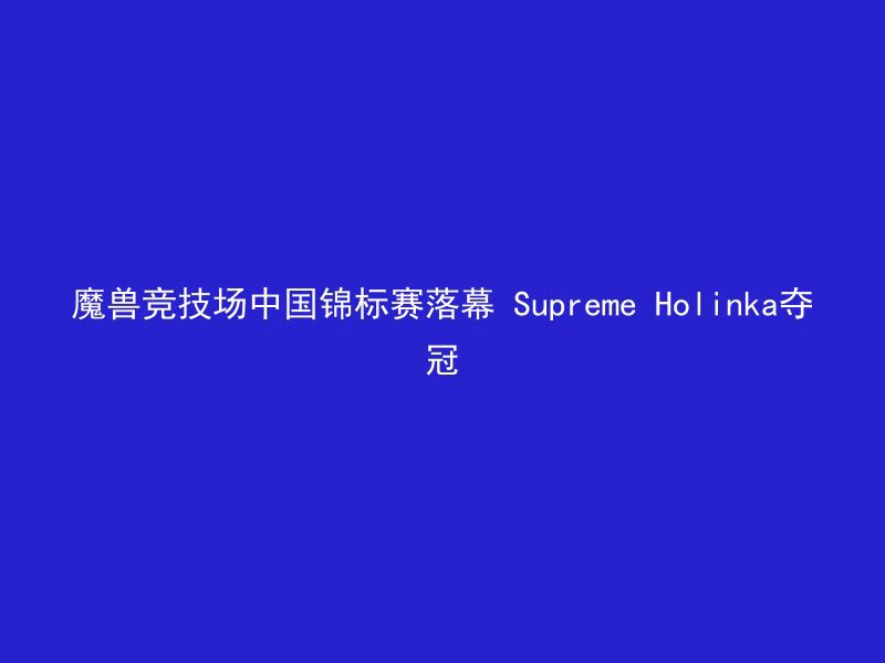 魔兽竞技场中国锦标赛落幕 Supreme Holinka夺冠