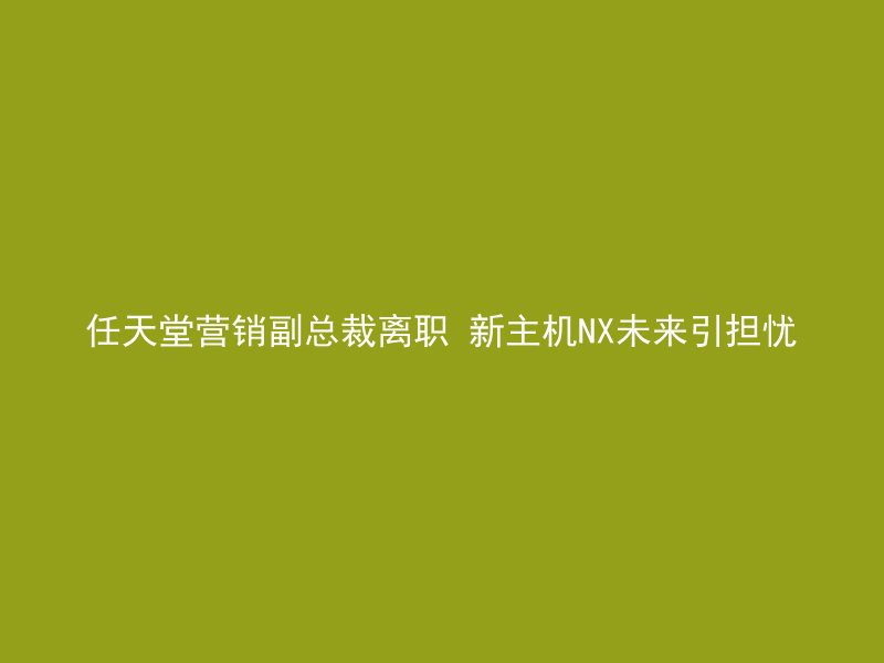 任天堂营销副总裁离职 新主机NX未来引担忧