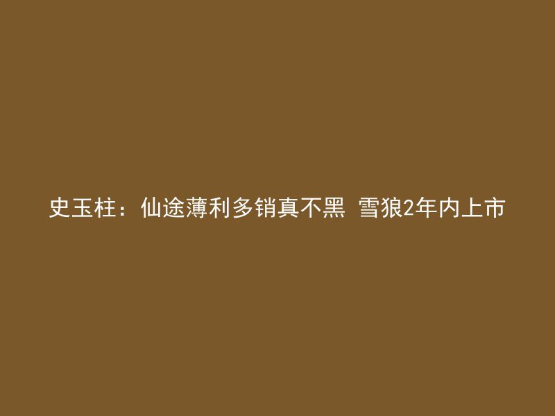 史玉柱：仙途薄利多销真不黑 雪狼2年内上市