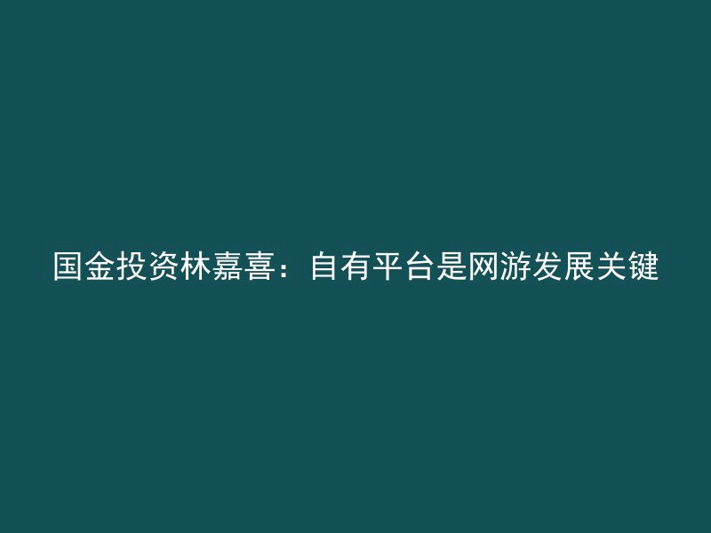 国金投资林嘉喜：自有平台是网游发展关键