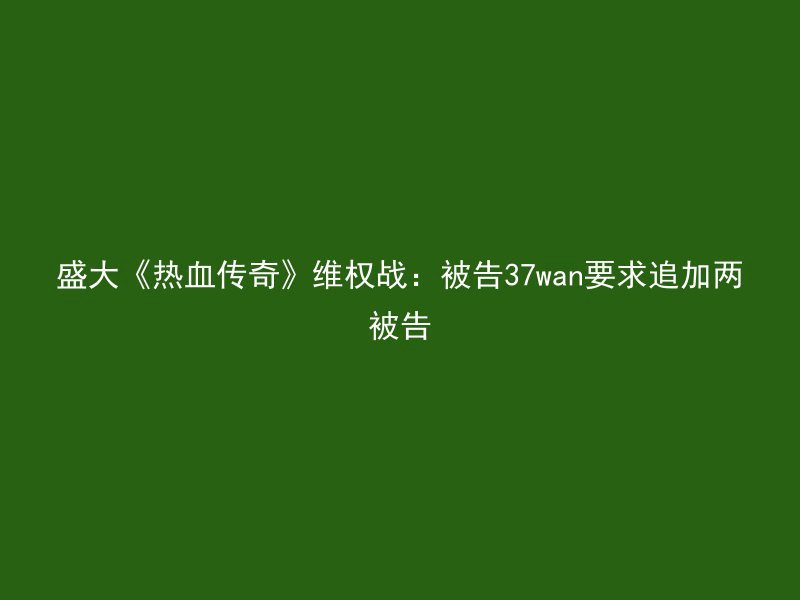 盛大《热血传奇》维权战：被告37wan要求追加两被告