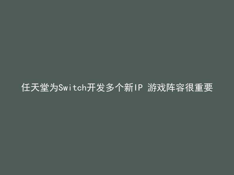 任天堂为Switch开发多个新IP 游戏阵容很重要