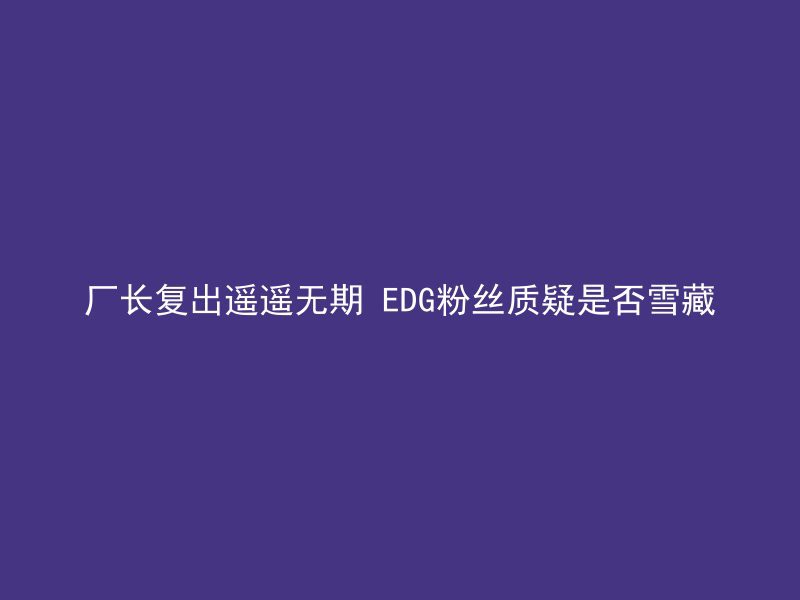 厂长复出遥遥无期 EDG粉丝质疑是否雪藏