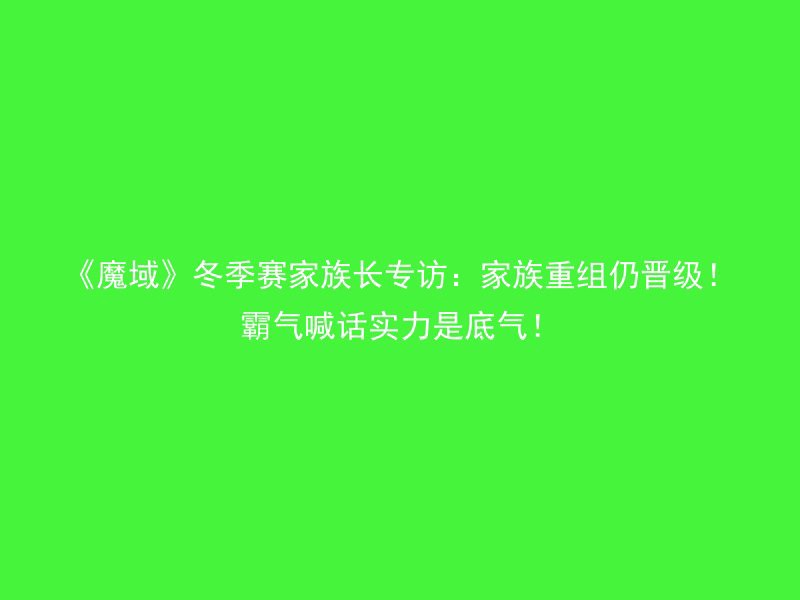 《魔域》冬季赛家族长专访：家族重组仍晋级！霸气喊话实力是底气！