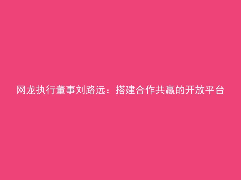 网龙执行董事刘路远：搭建合作共赢的开放平台