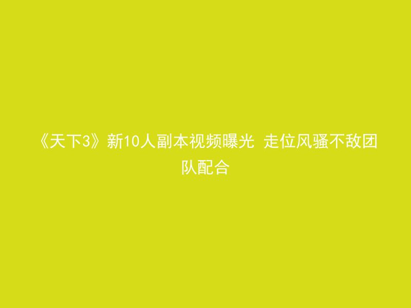 《天下3》新10人副本视频曝光 走位风骚不敌团队配合