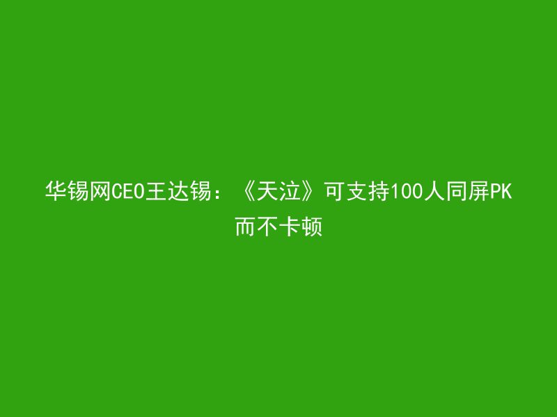 华锡网CEO王达锡：《天泣》可支持100人同屏PK而不卡顿