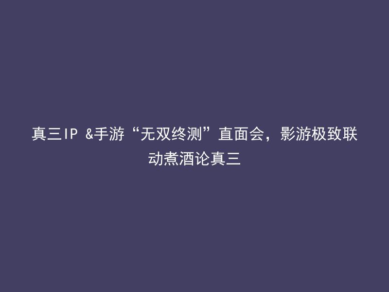 真三IP &手游“无双终测”直面会，影游极致联动煮酒论真三