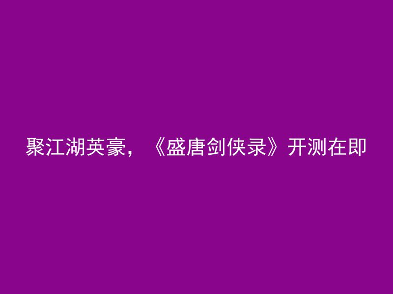 聚江湖英豪，《盛唐剑侠录》开测在即