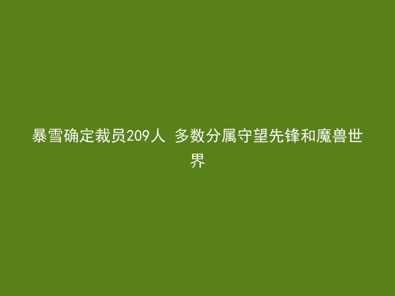 暴雪确定裁员209人 多数分属守望先锋和魔兽世界