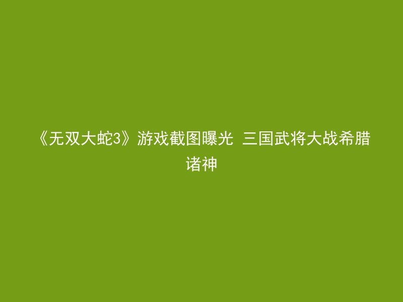 《无双大蛇3》游戏截图曝光 三国武将大战希腊诸神