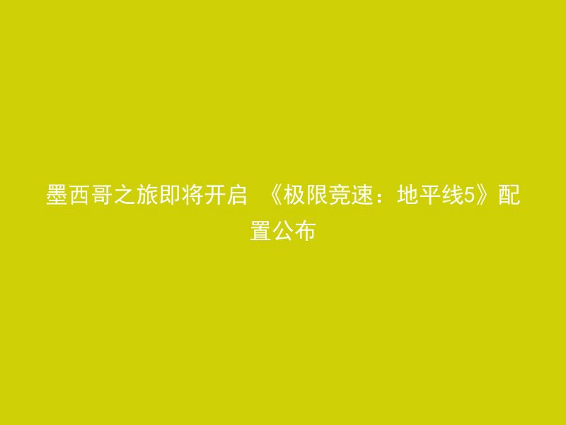 墨西哥之旅即将开启 《极限竞速：地平线5》配置公布