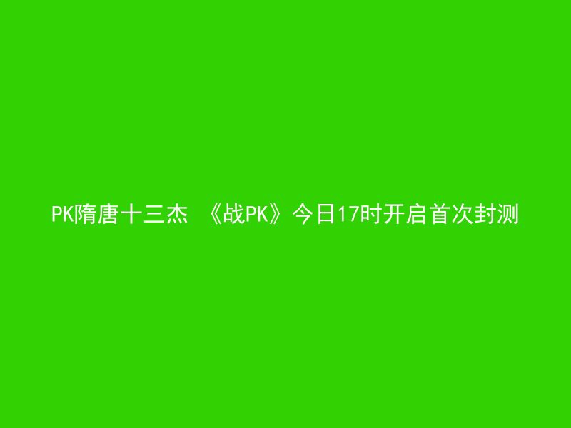 PK隋唐十三杰 《战PK》今日17时开启首次封测