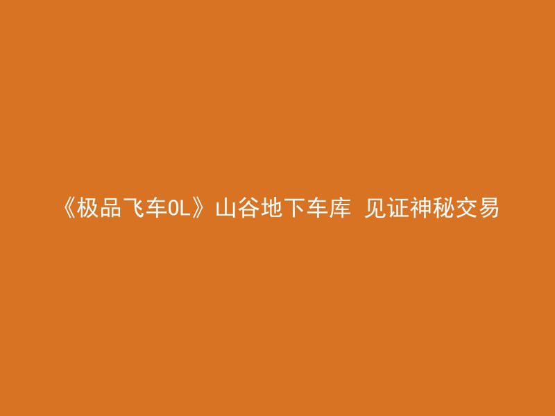 《极品飞车OL》山谷地下车库 见证神秘交易