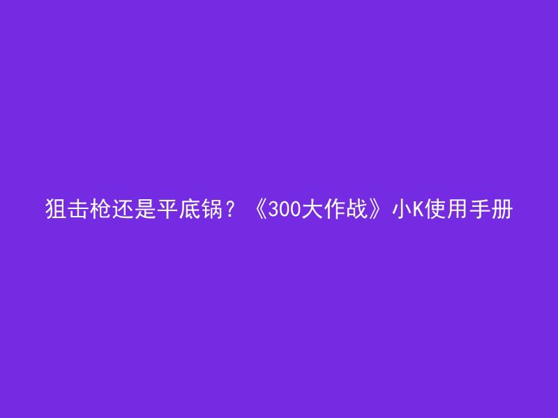 狙击枪还是平底锅？《300大作战》小K使用手册