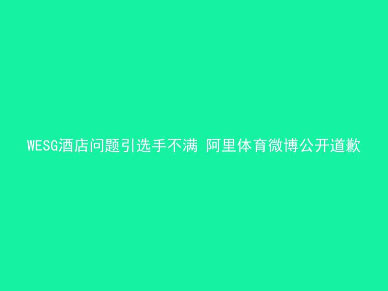 WESG酒店问题引选手不满 阿里体育微博公开道歉