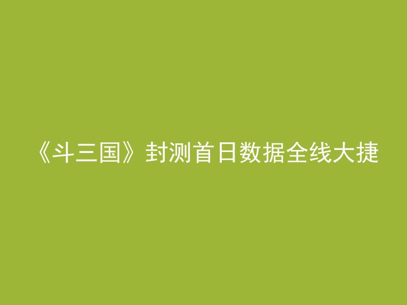 《斗三国》封测首日数据全线大捷