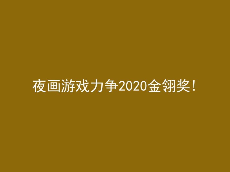 夜画游戏力争2020金翎奖!