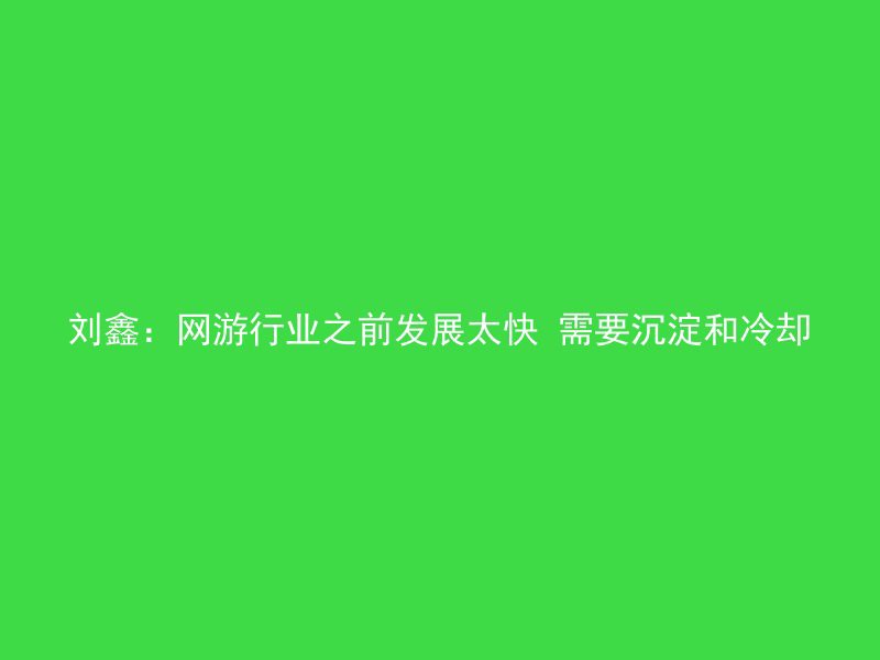 刘鑫：网游行业之前发展太快 需要沉淀和冷却