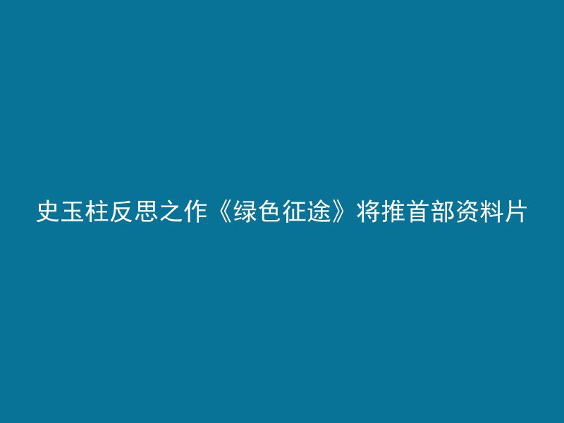 史玉柱反思之作《绿色征途》将推首部资料片