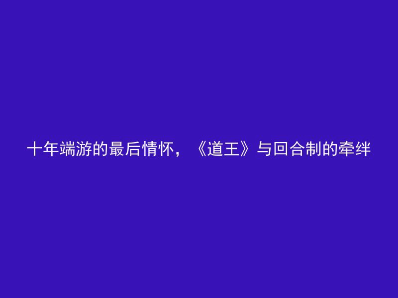 十年端游的最后情怀，《道王》与回合制的牵绊