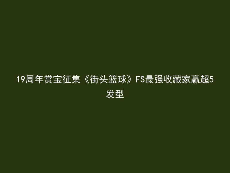 19周年赏宝征集《街头篮球》FS最强收藏家赢超5发型