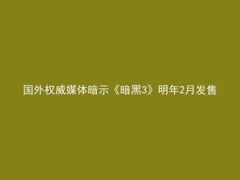 国外权威媒体暗示《暗黑3》明年2月发售