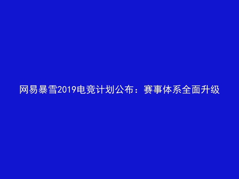 网易暴雪2019电竞计划公布：赛事体系全面升级