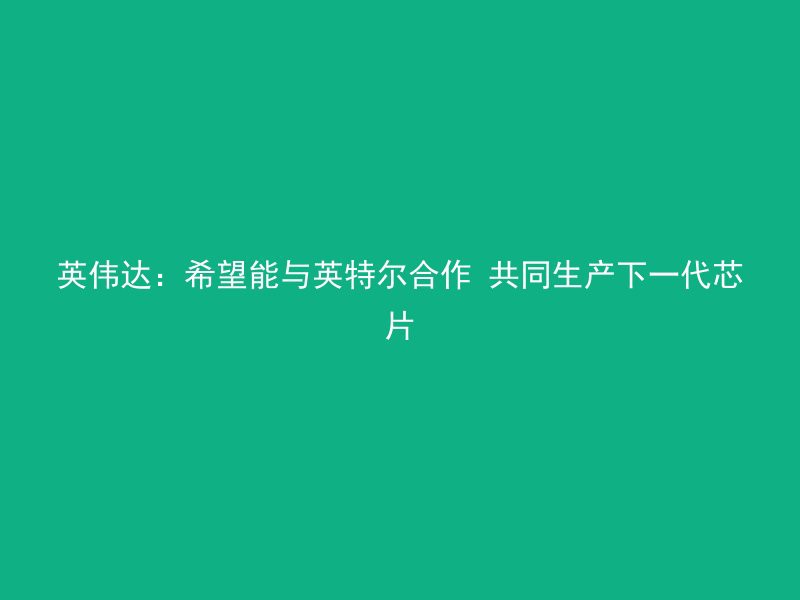 英伟达：希望能与英特尔合作 共同生产下一代芯片