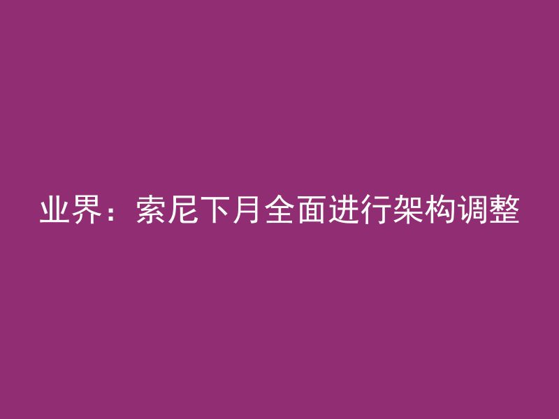 业界：索尼下月全面进行架构调整