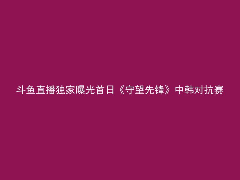 斗鱼直播独家曝光首日《守望先锋》中韩对抗赛