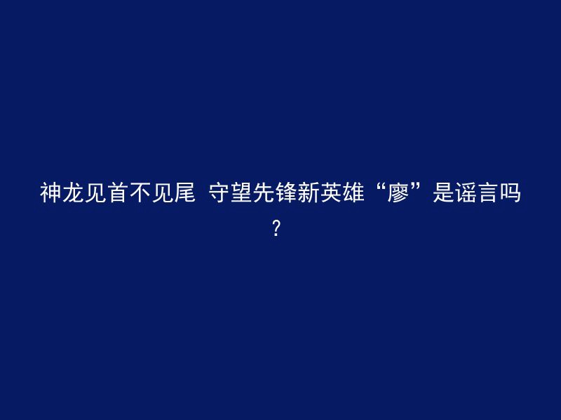 神龙见首不见尾 守望先锋新英雄“廖”是谣言吗？