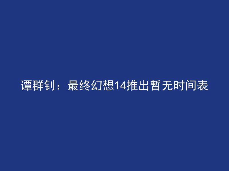 谭群钊：最终幻想14推出暂无时间表