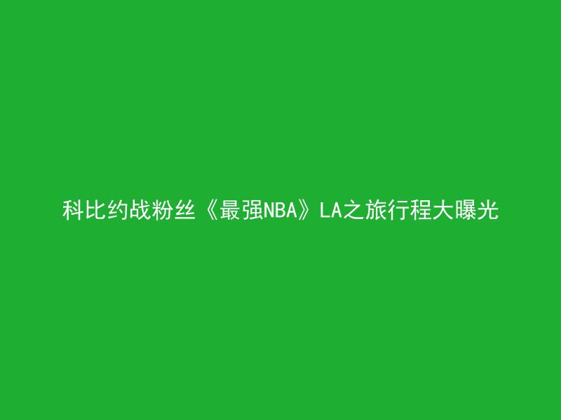 科比约战粉丝《最强NBA》LA之旅行程大曝光