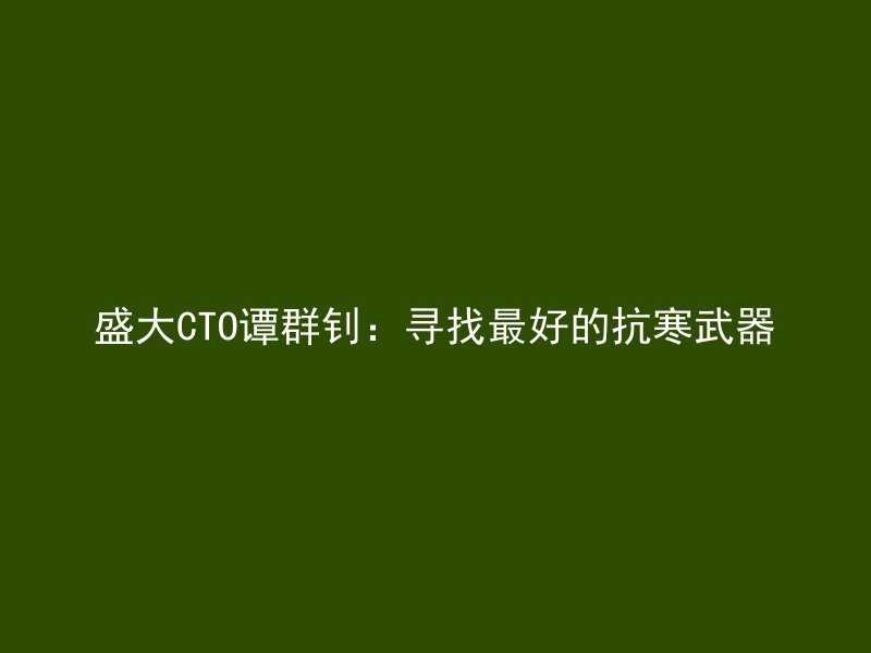 盛大CTO谭群钊：寻找最好的抗寒武器